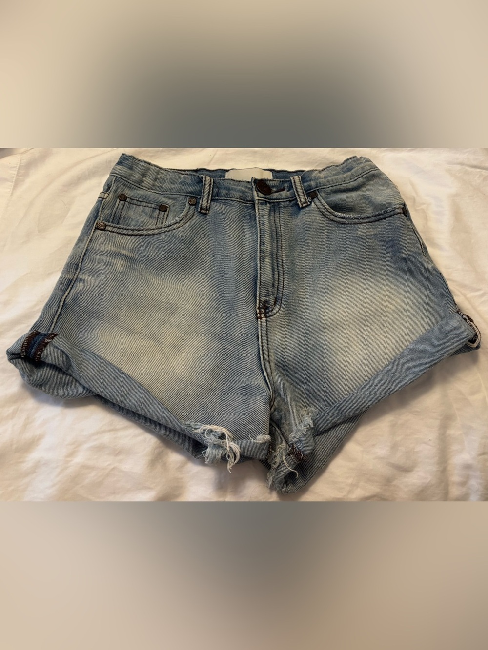 One Teaspoon Kids Adjustable Waist Distressed Denim Shorts Size 12-14